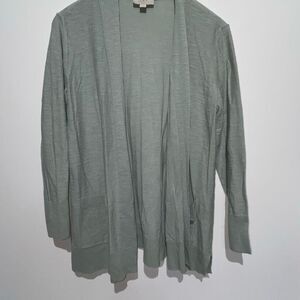 LOFT Outlet Women's Gray Open Front Long Sleeve Cardigan Sweater Large Petite